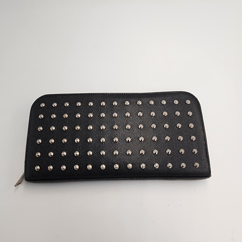 SAINT LAURENT Black Studded Zip-around Wallet With Original Bag & Box - Picture 11 of 11